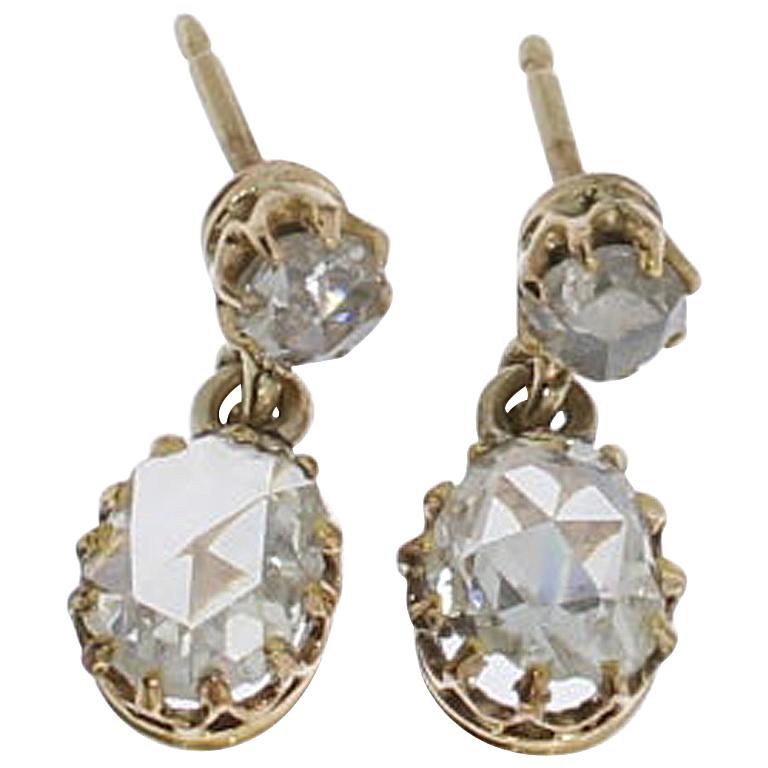 Diamond Gold Dangle Earrings For Sale