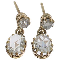Antique Diamond Gold Dangle Earrings