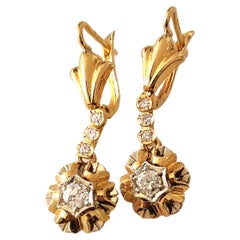 “Art Deco 18k Gold Diamond Dangling Earrings, Circa 1920, Argentina
