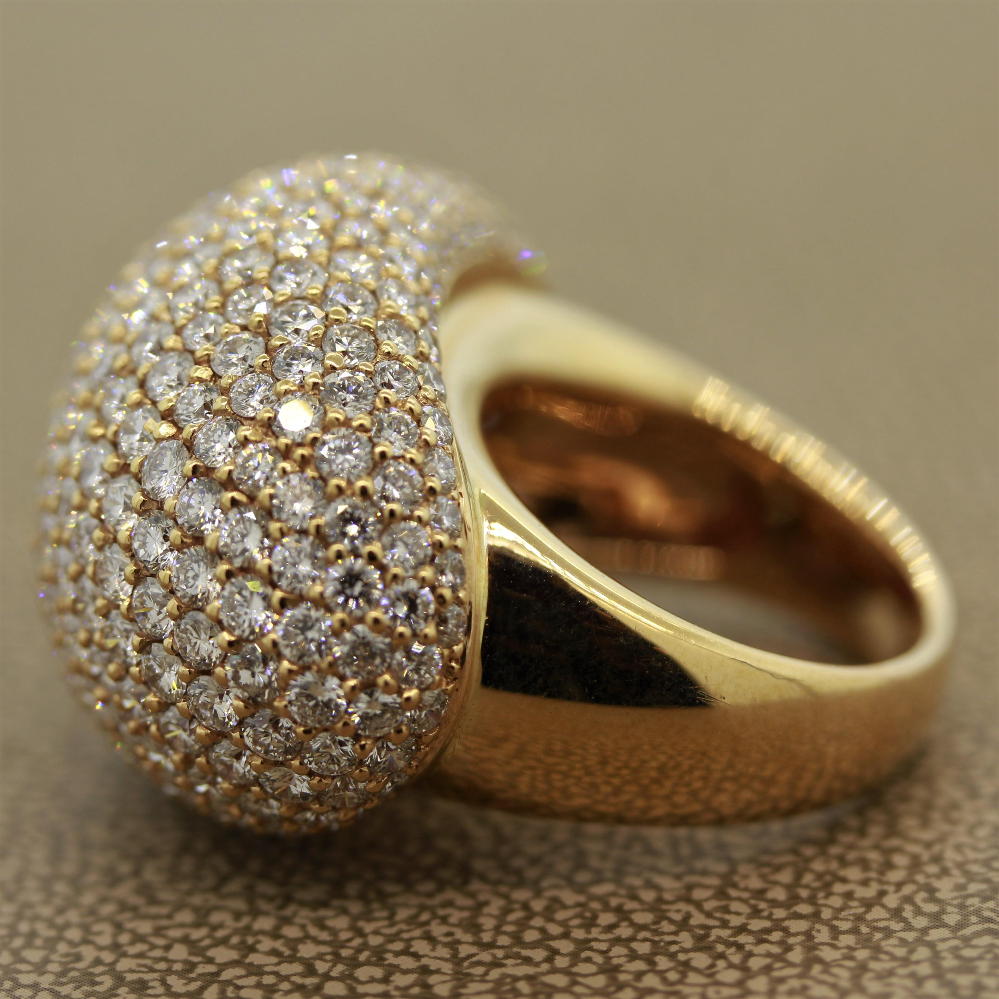 Diamond Gold Dome Cocktail Ring In New Condition For Sale In Beverly Hills, CA
