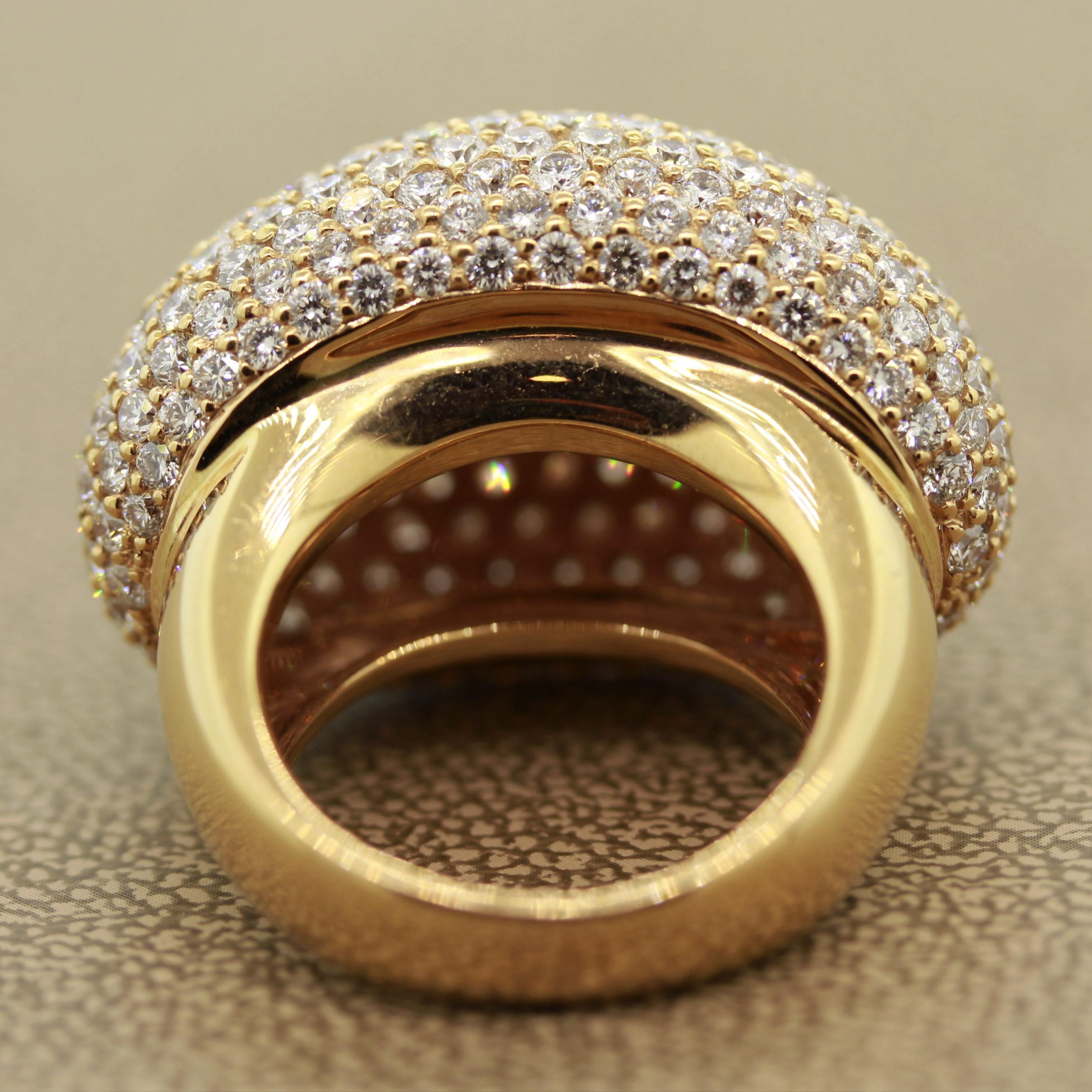 Women's Diamond Gold Dome Cocktail Ring For Sale