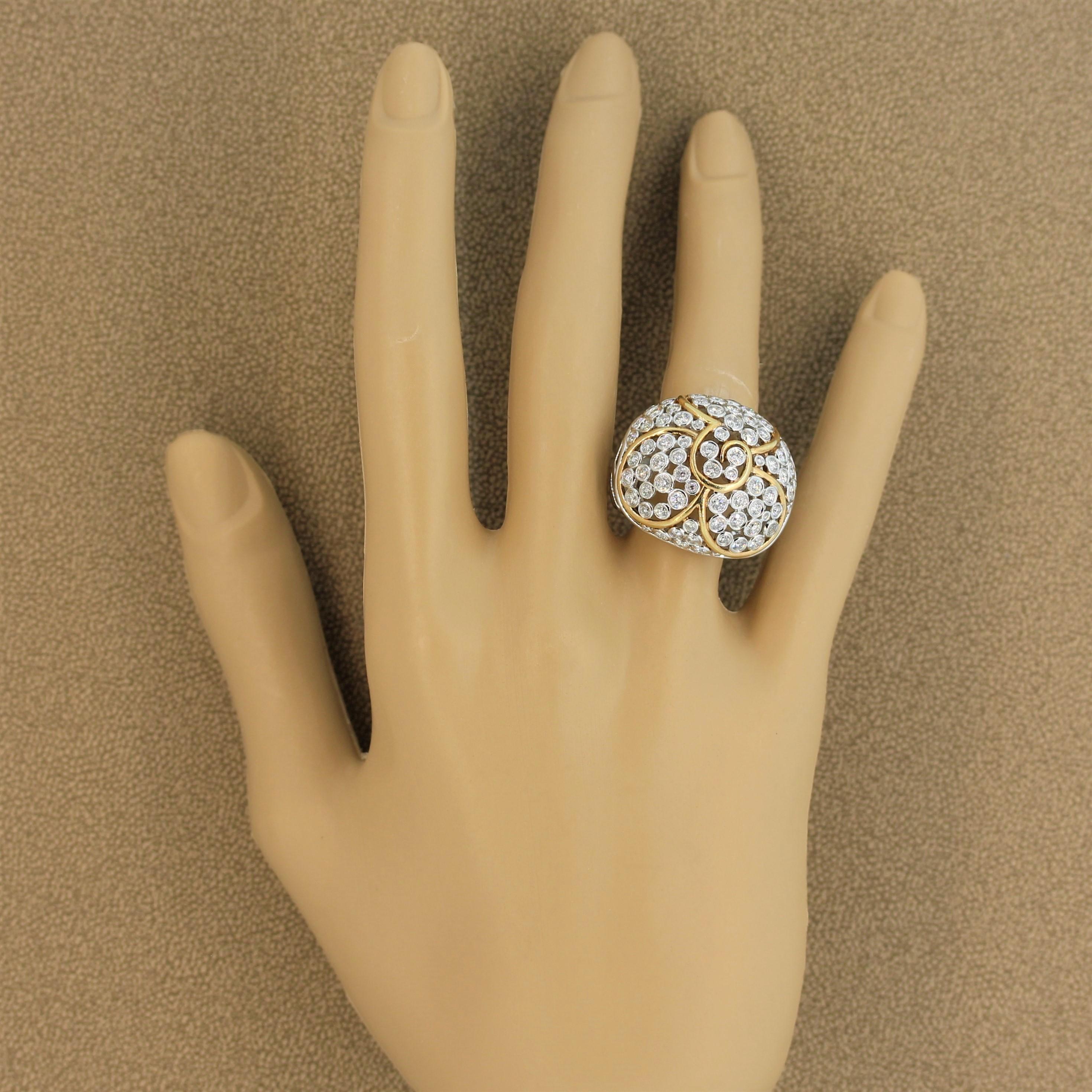Diamond Gold Dome Cocktail Ring 1