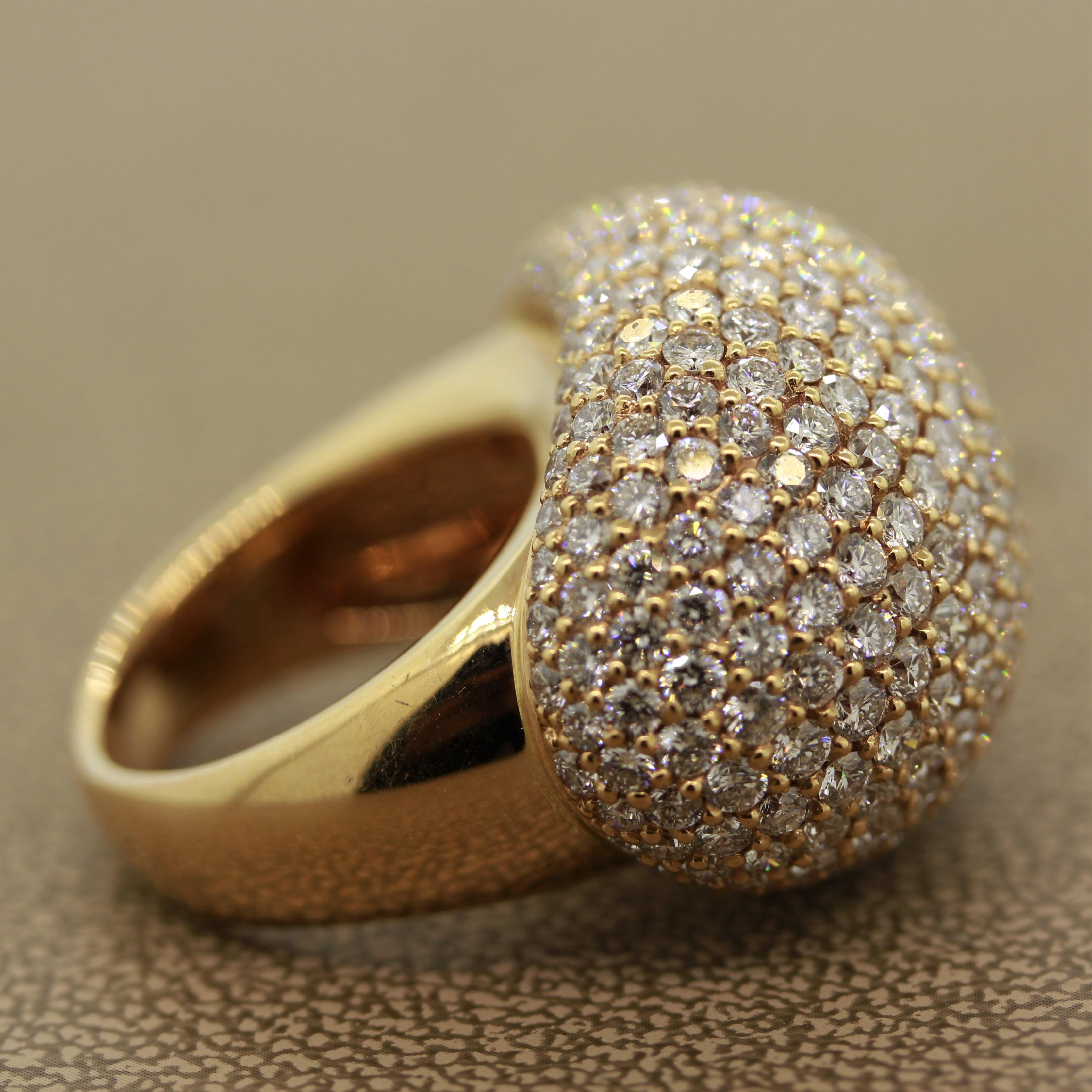 Diamond Gold Dome Cocktail Ring For Sale 1