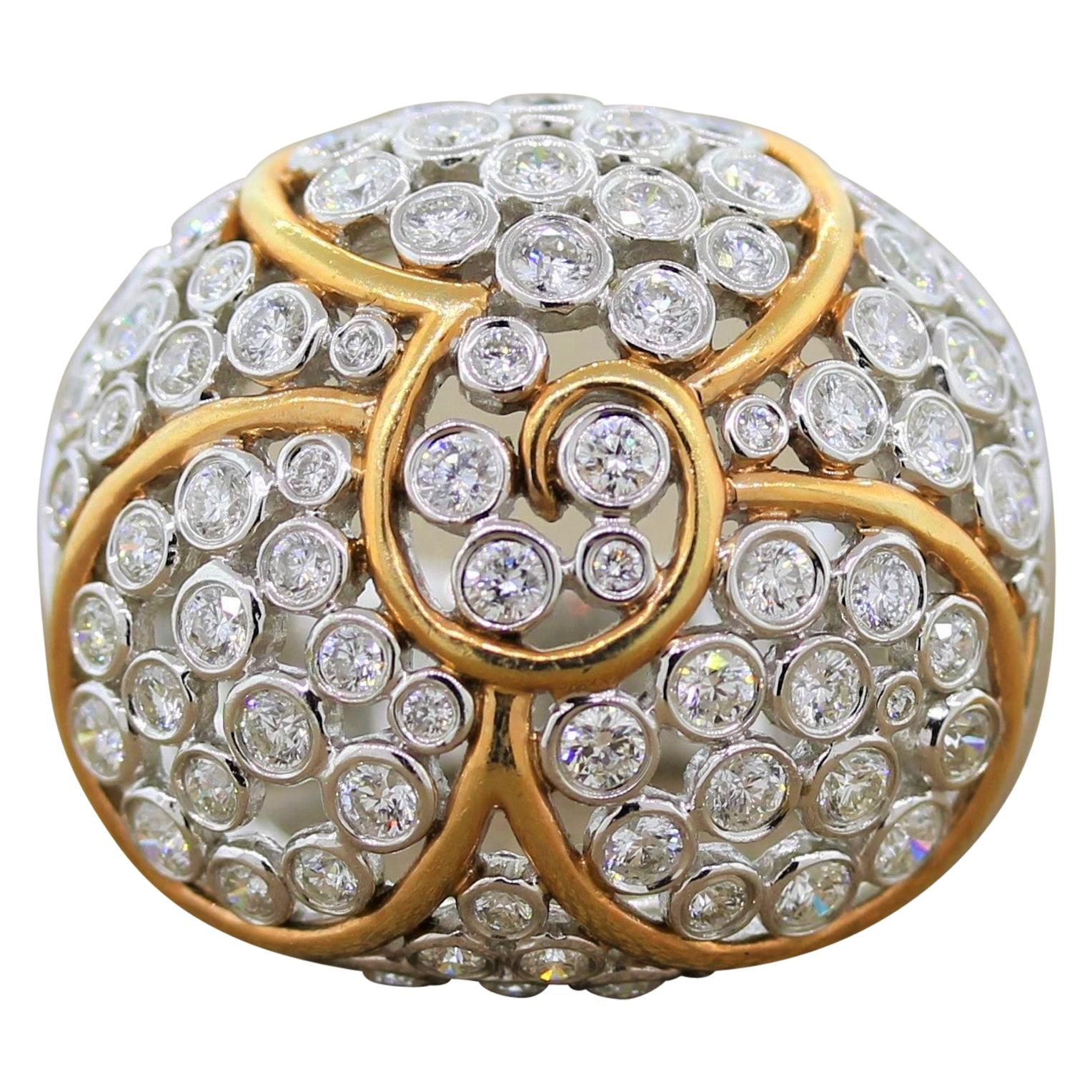 Diamond Gold Dome Cocktail Ring