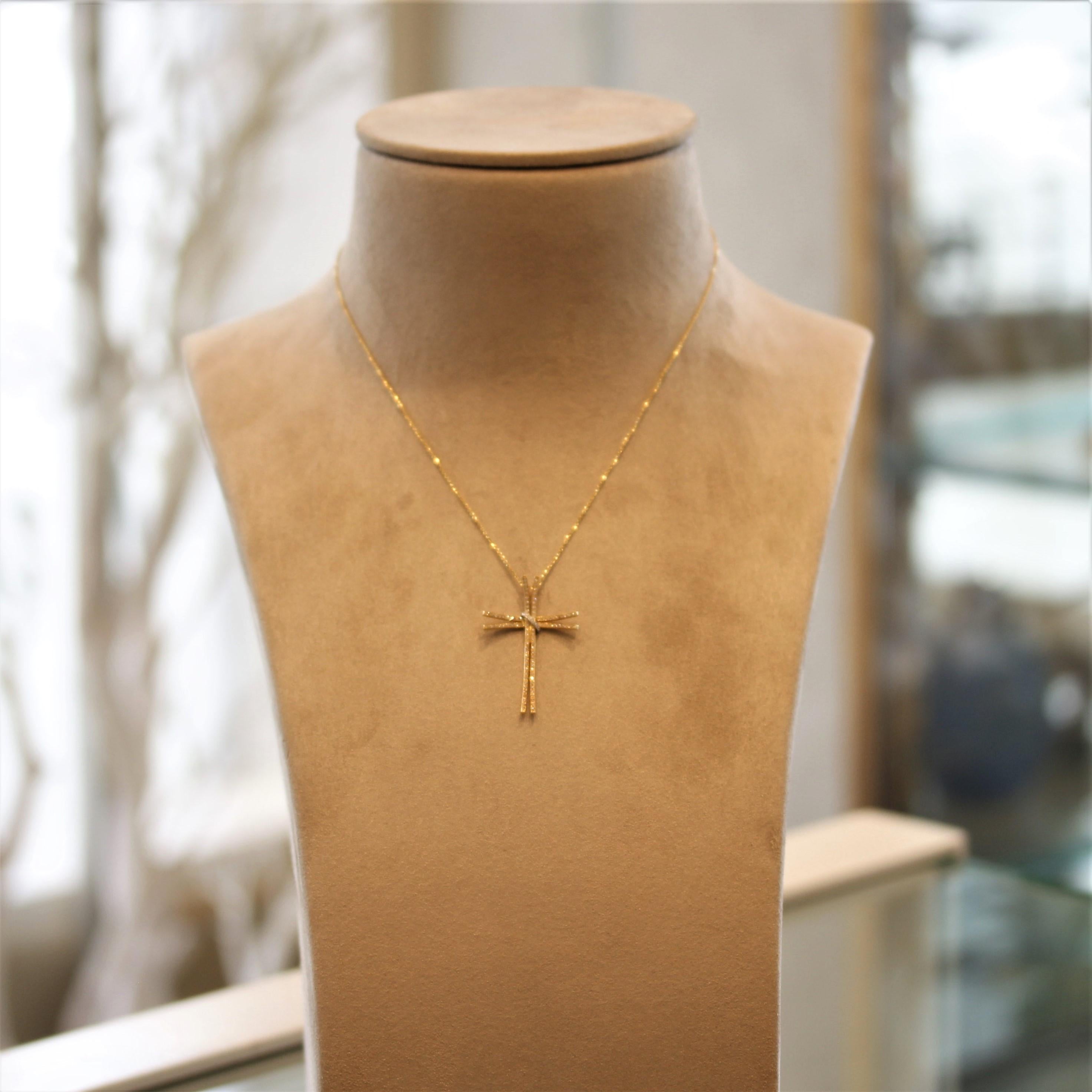 double cross gold necklace