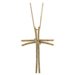 Diamond Gold Double Cross Pendant