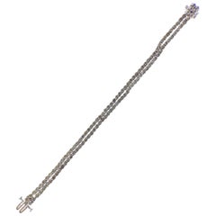 Platinum Sapphire Diamond Double Line Bracelet For Sale at 1stDibs