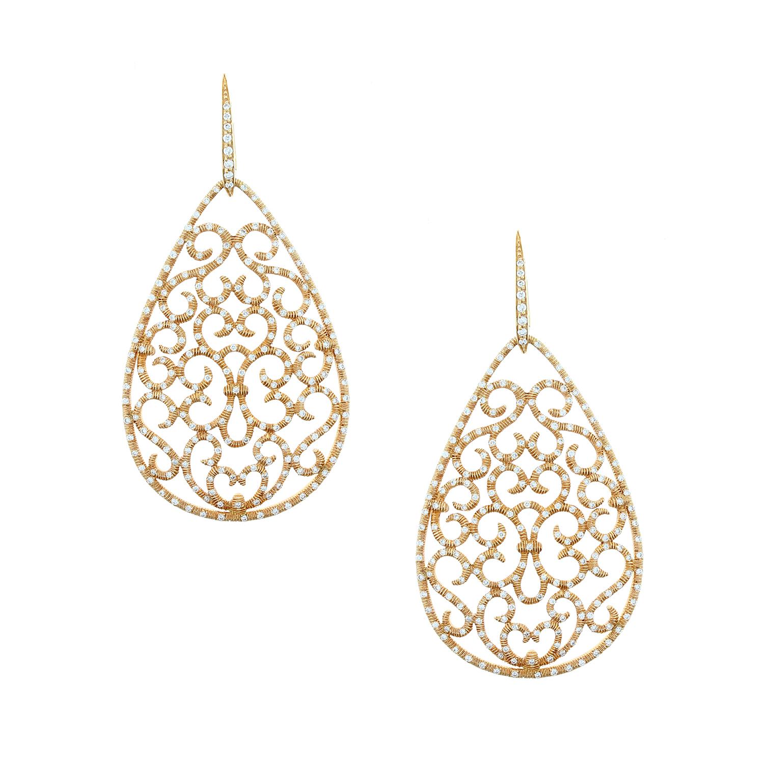 Diamond Gold Drop Earrings For Sale