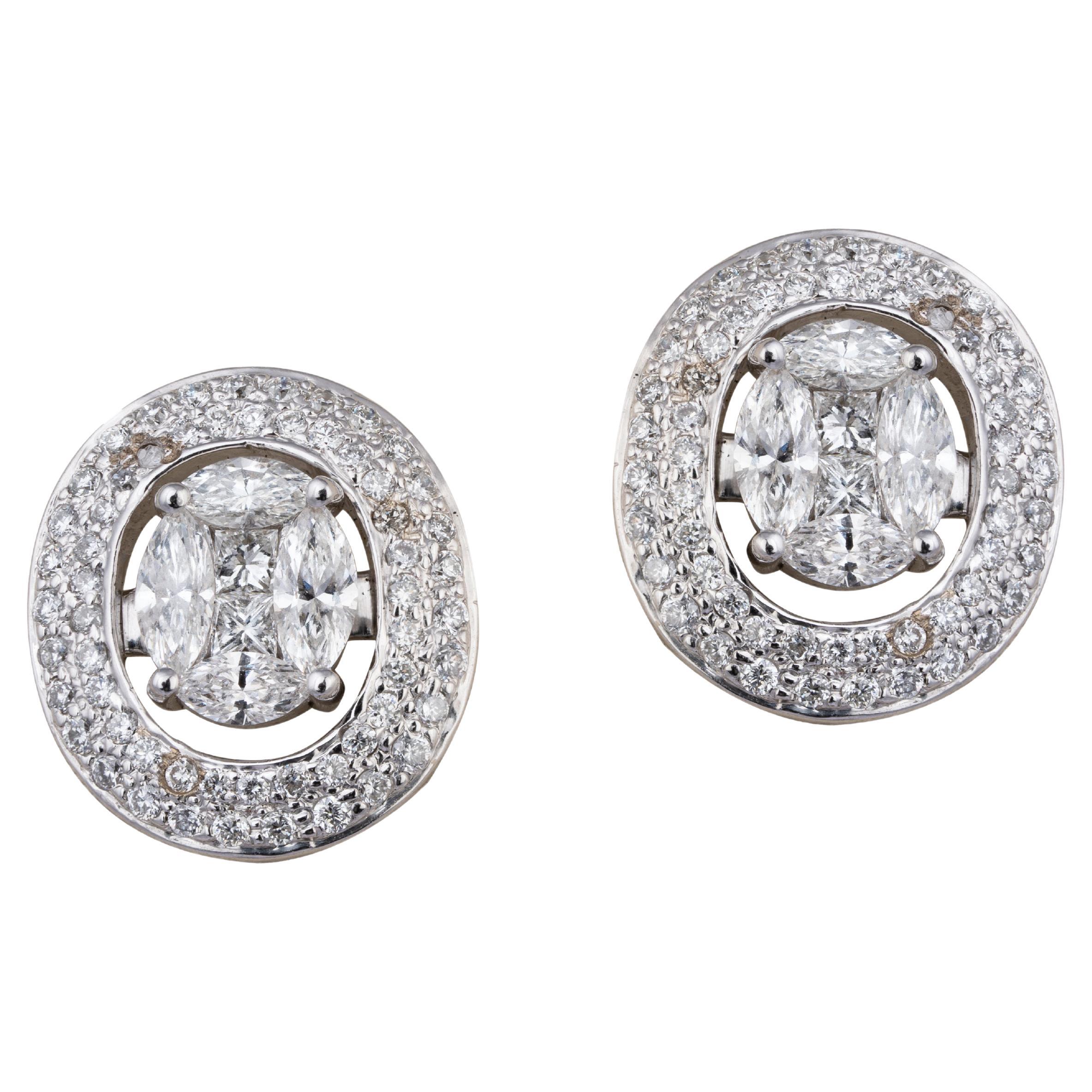 18k gold 1.58cts Diamond Earring For Sale