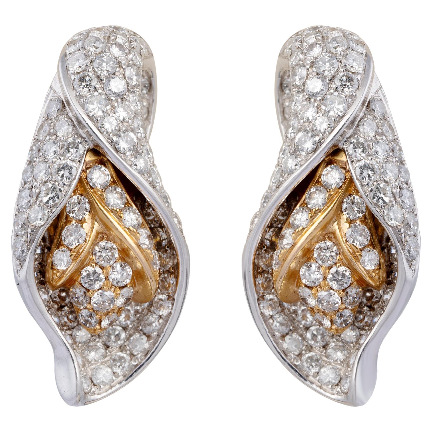 18k gold 1.59cts Diamond Earring For Sale