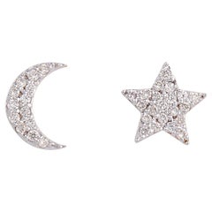 14k gold 0.13cts Diamond star and moon earring