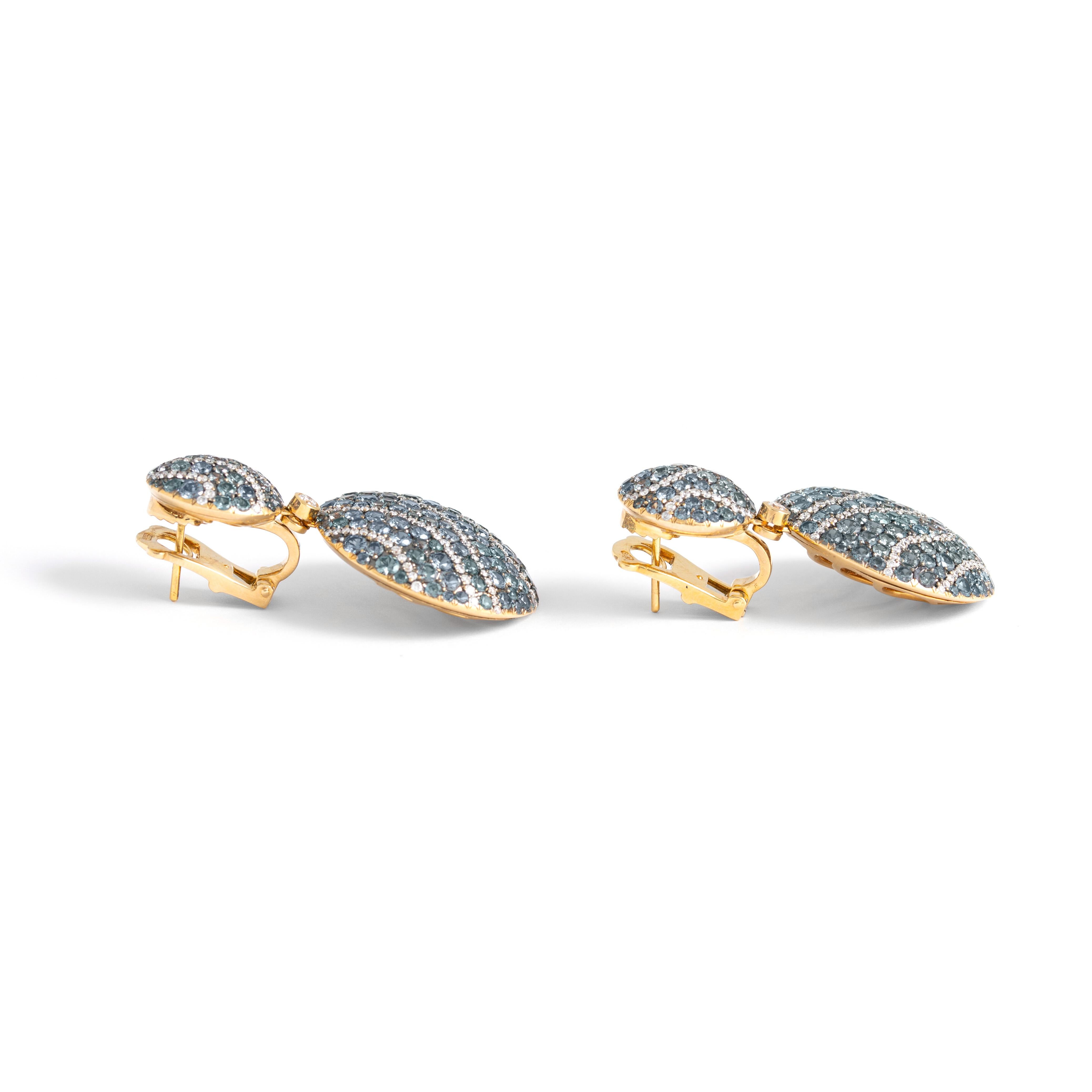 Contemporary Diamond Gold Earrings For Sale