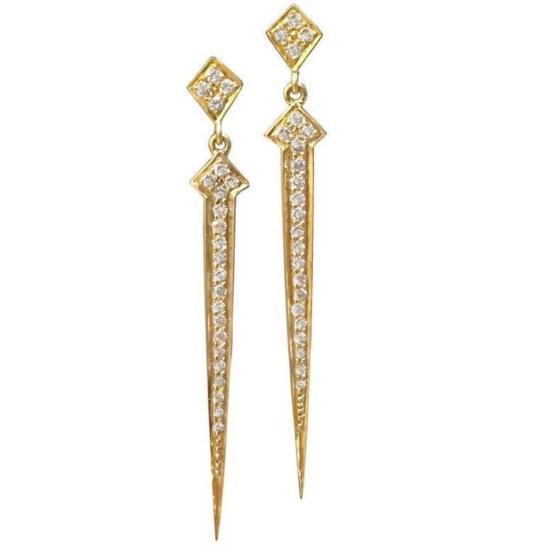 Diamond Gold Earrings by Lauren Harper For Sale