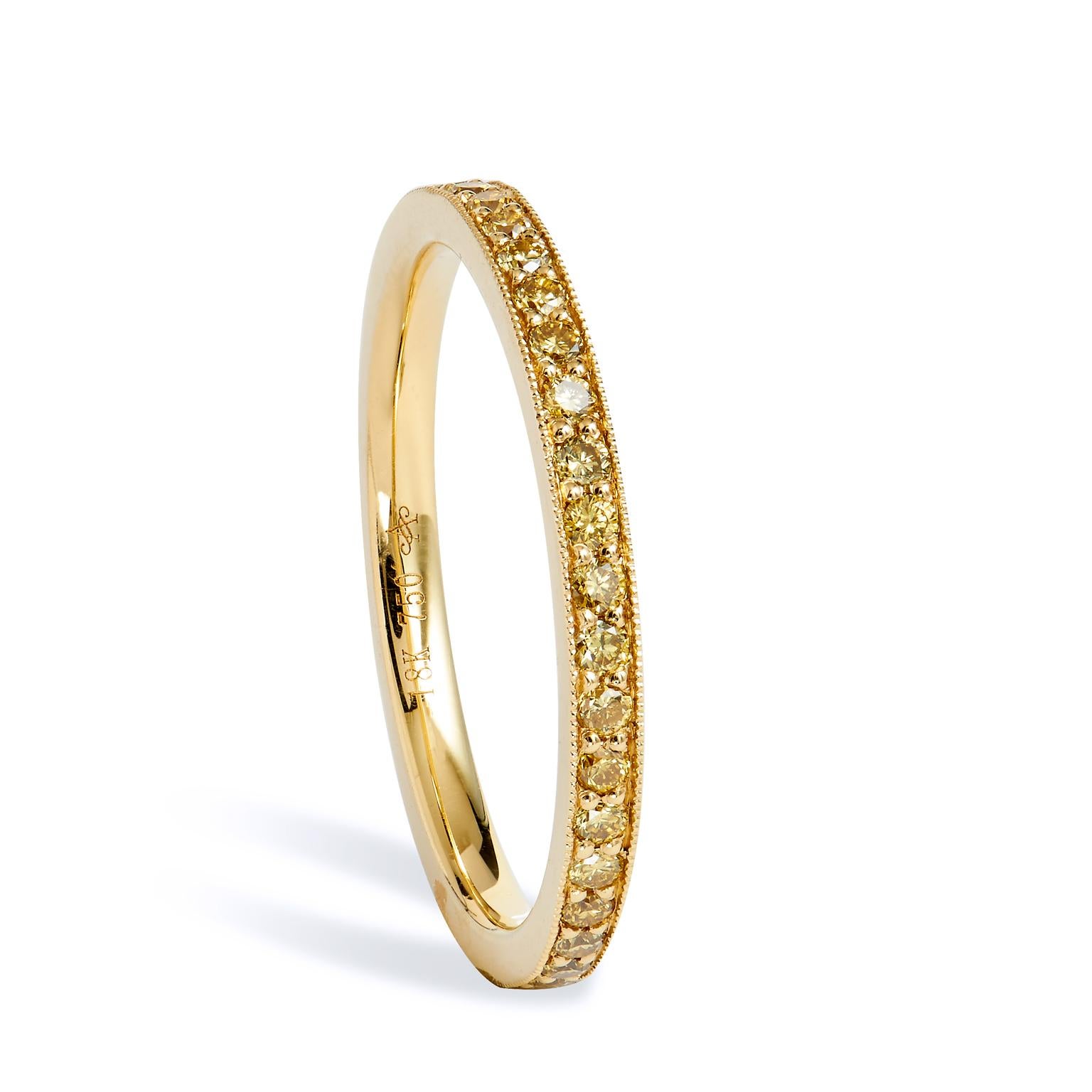 Brilliant Cut .50 carat Yellow Diamond Eternity Band Ring set in 18kt Yellow Gold Size 6