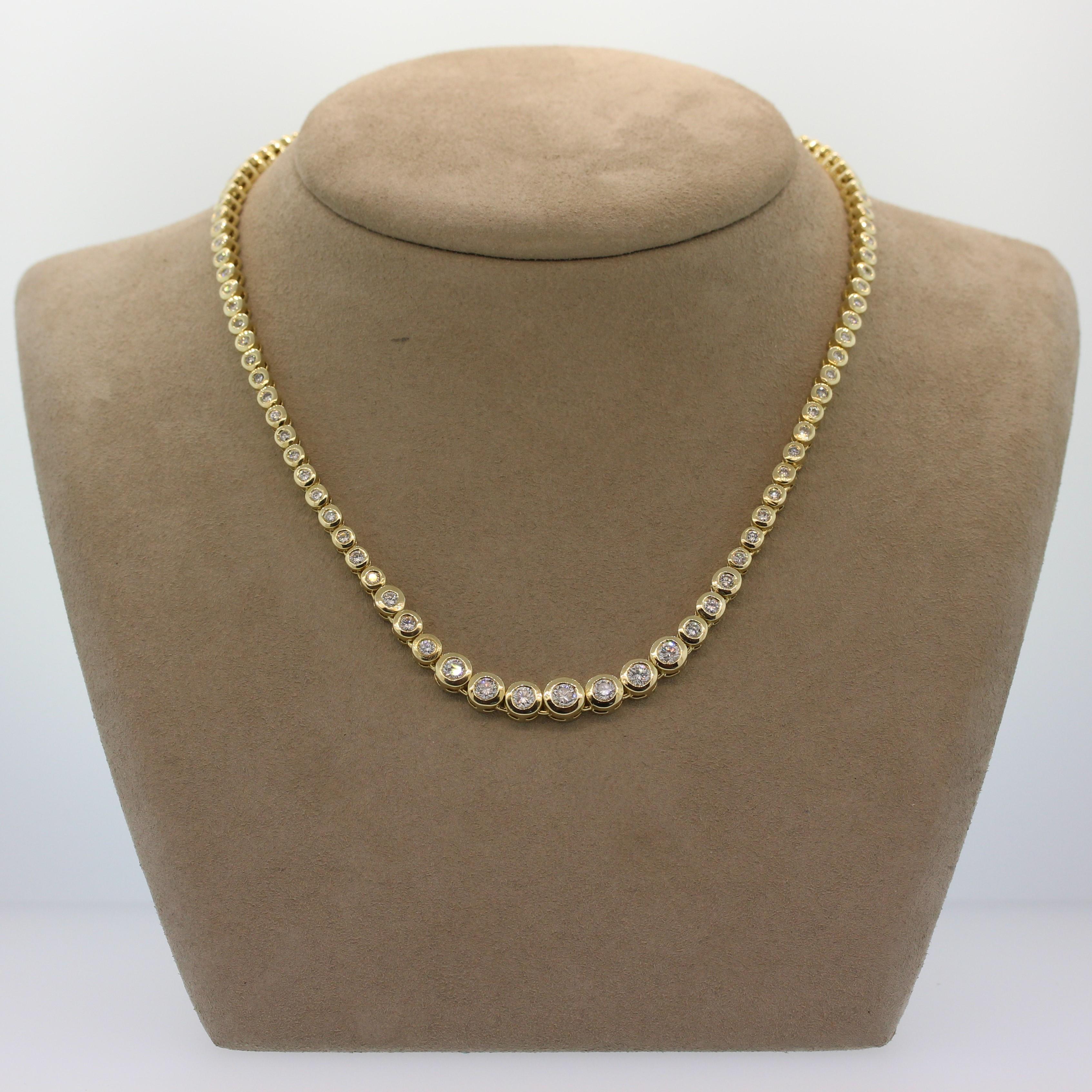 Diamond Gold Eternity Necklace In New Condition In Beverly Hills, CA