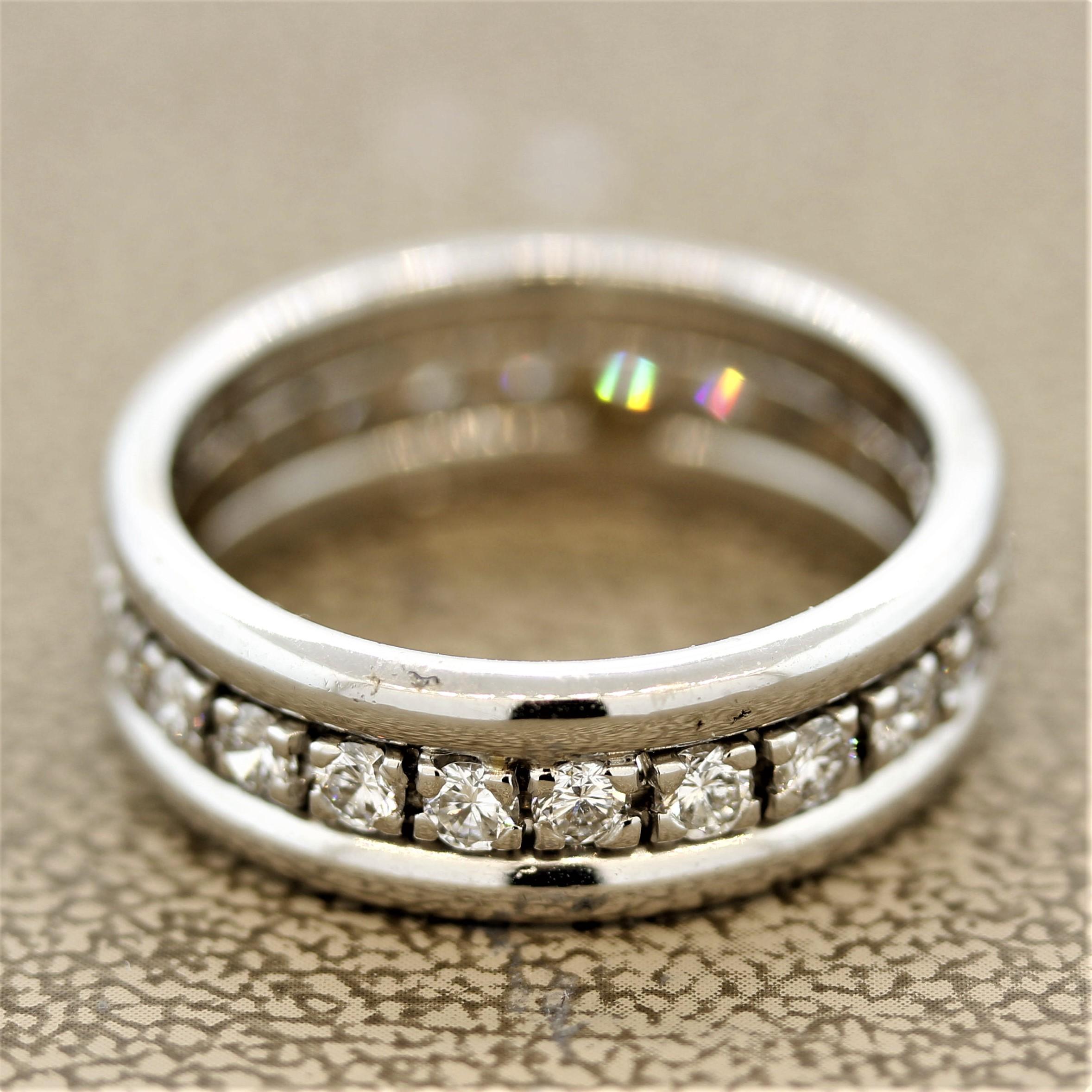 Round Cut Diamond Gold Eternity Ring Band For Sale
