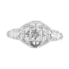 Diamond Gold Filigree Engagement Ring