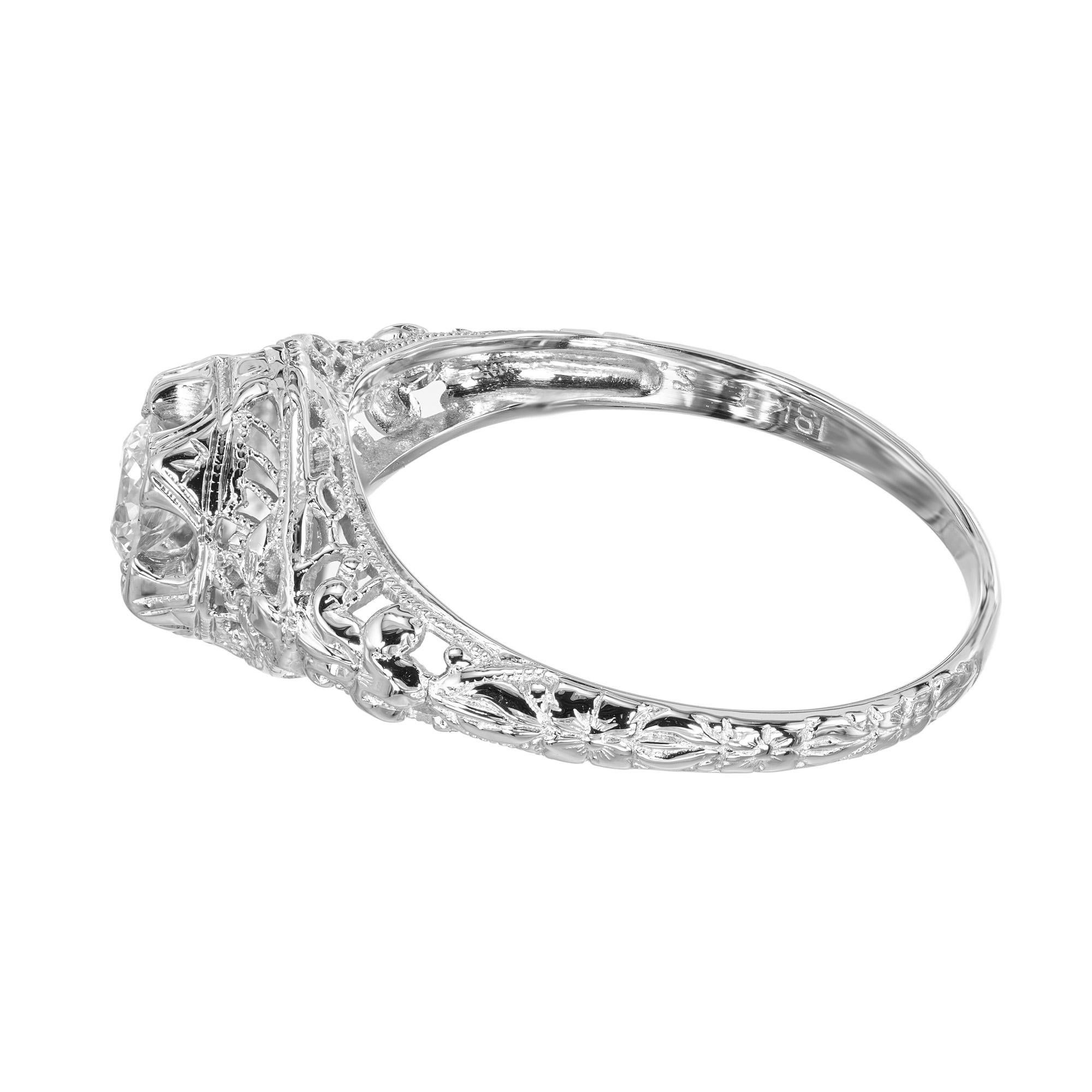 Anillo de compromiso de oro con diamantes y filigrana en Bueno estado para la venta en Stamford, CT
