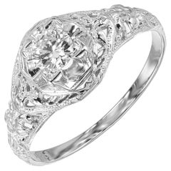Diamond Gold Filigree Engagement Ring