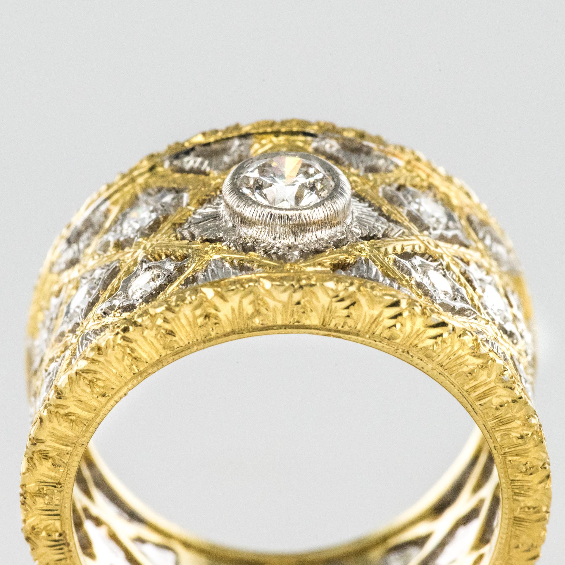 Diamond Gold Filigree Large Band Ring 4