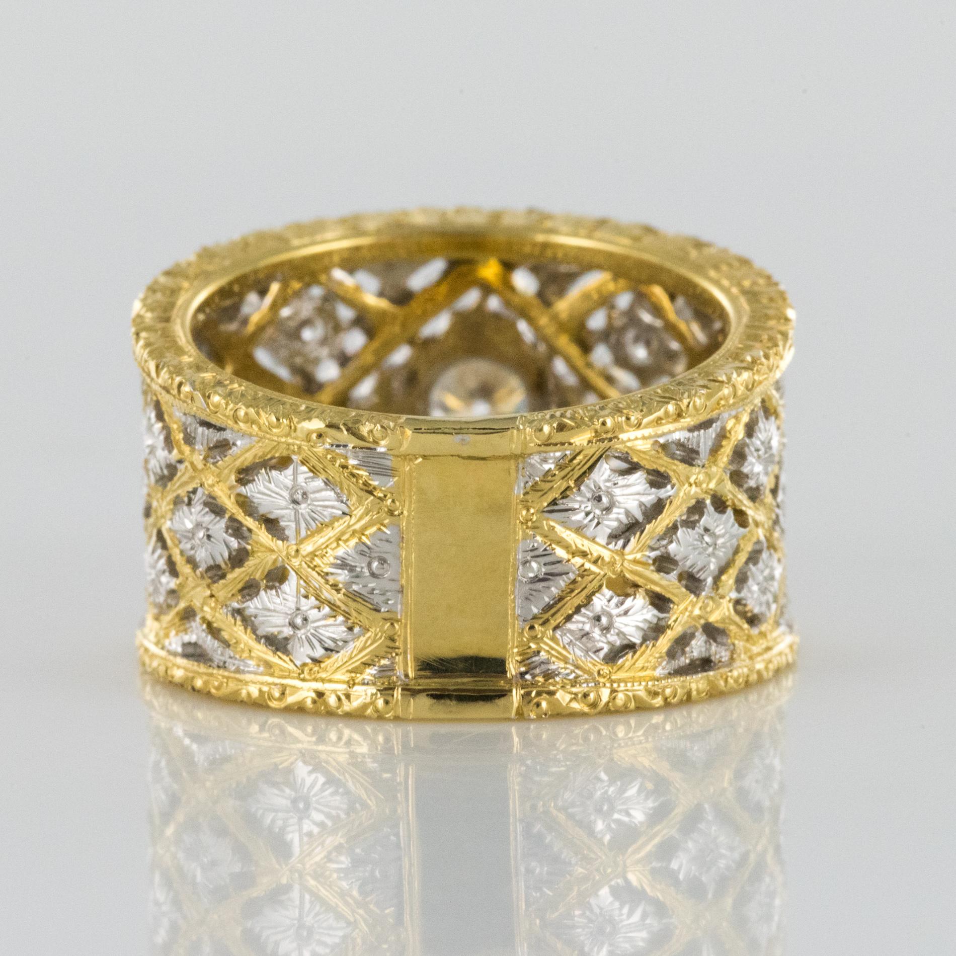 Diamond Gold Filigree Large Band Ring 5