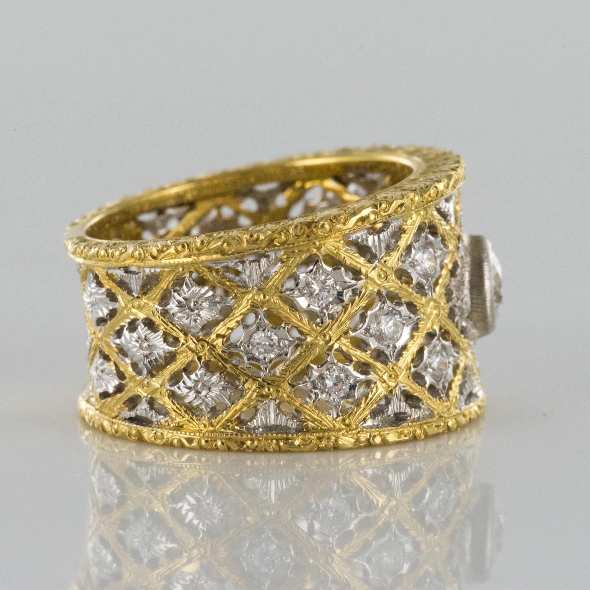 Diamond Gold Filigree Large Band Ring 2