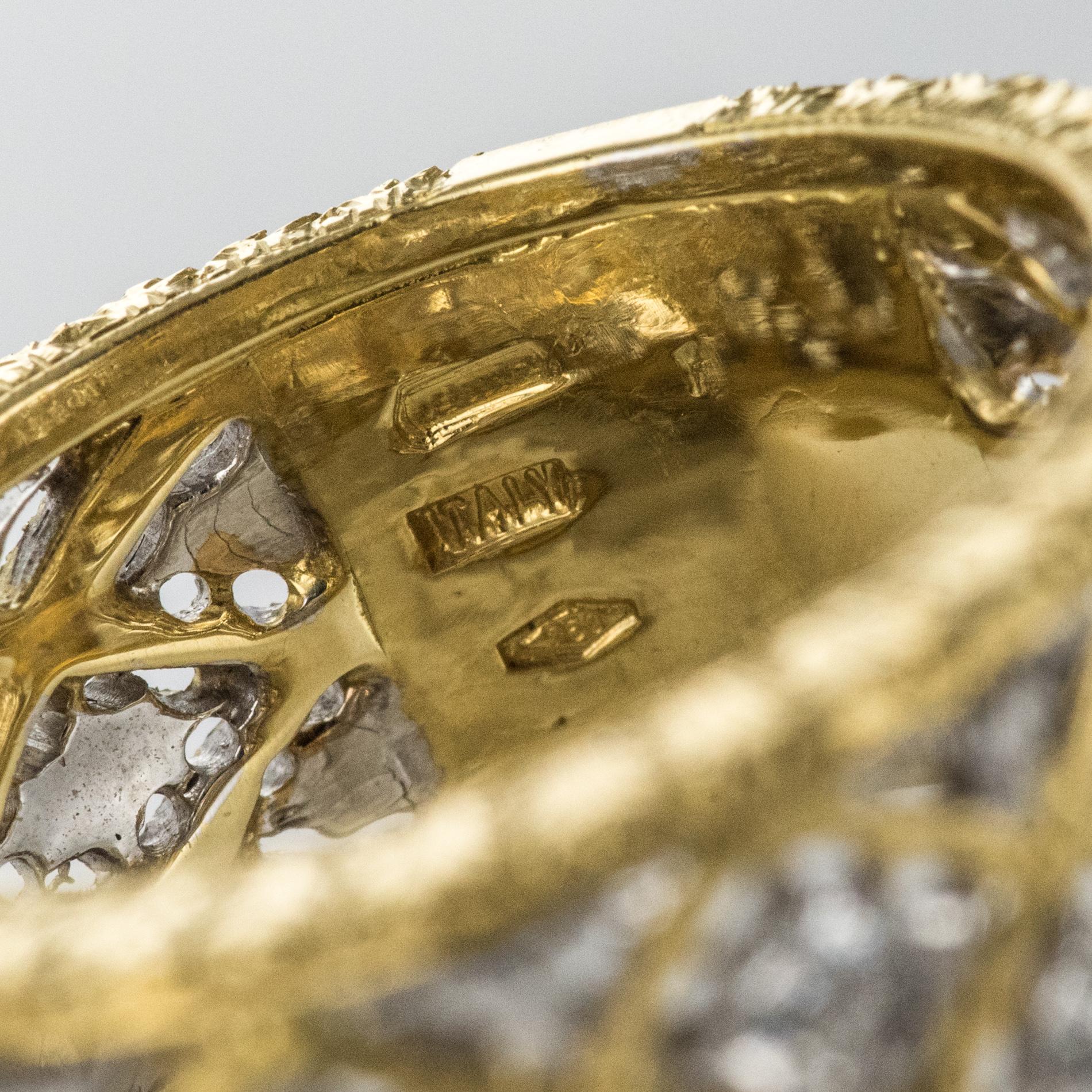 Diamond Gold Filigree Large Band Ring 7