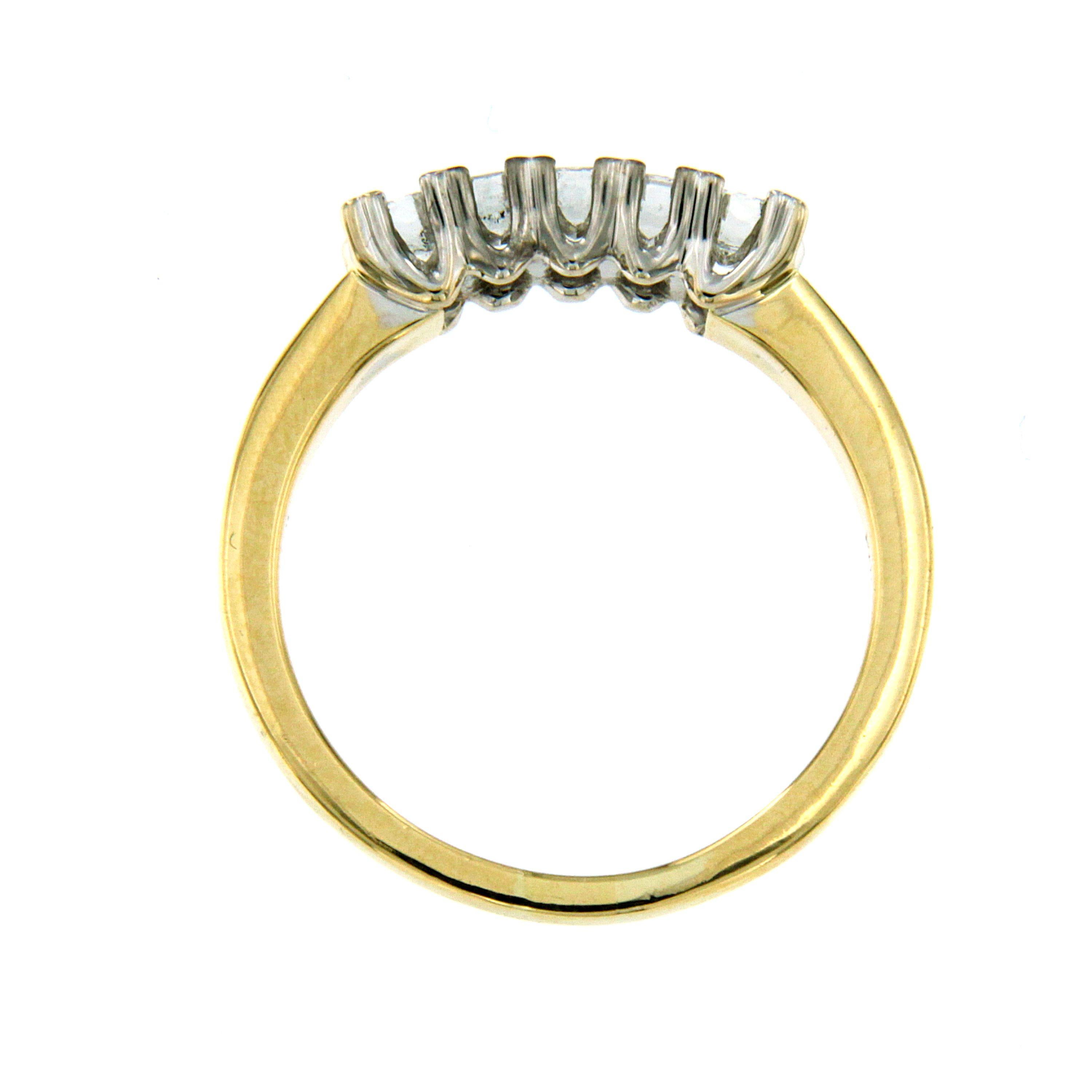 Women's or Men's Diamond Gold Five-Stone Ring