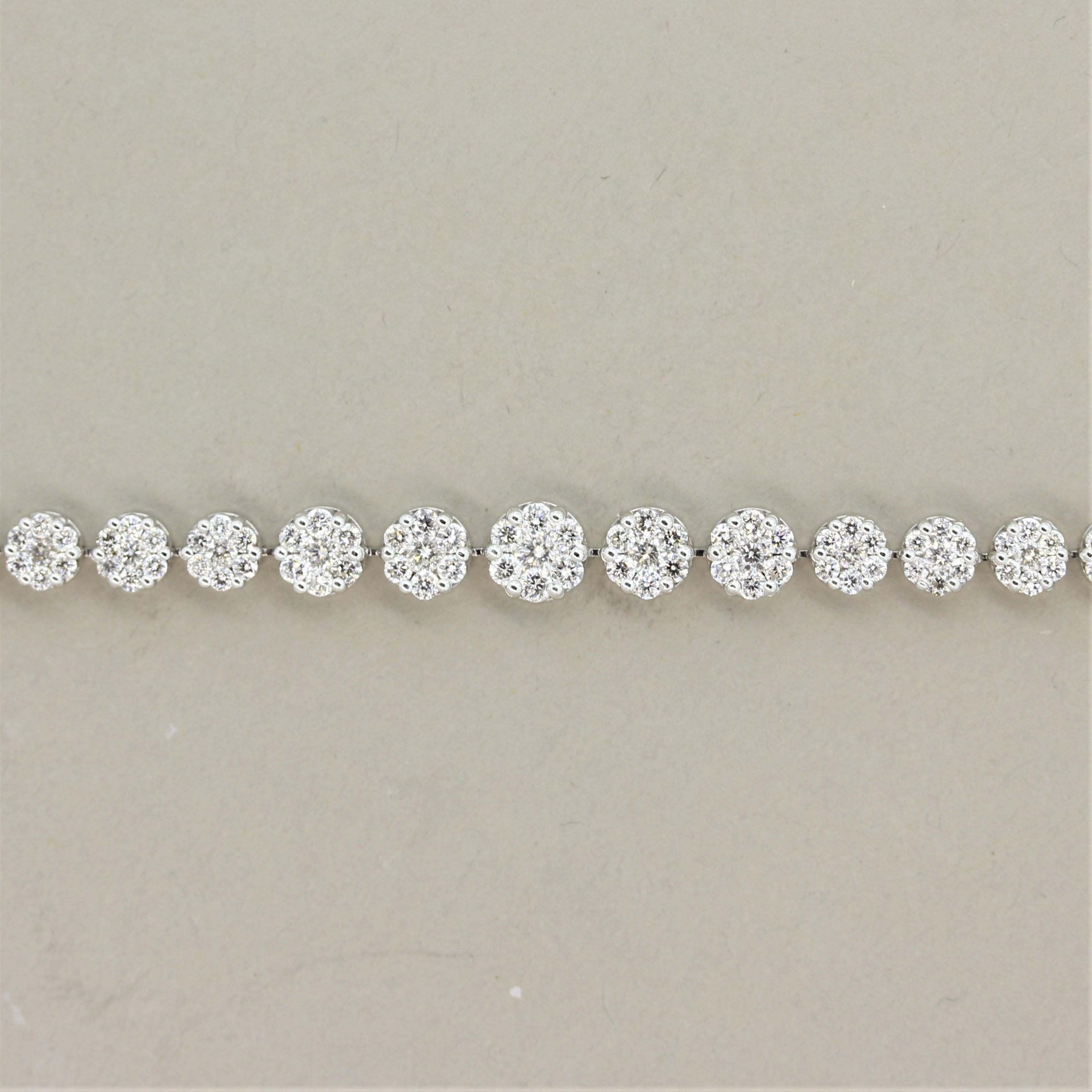 Round Cut Diamond Gold Floral Bracelet