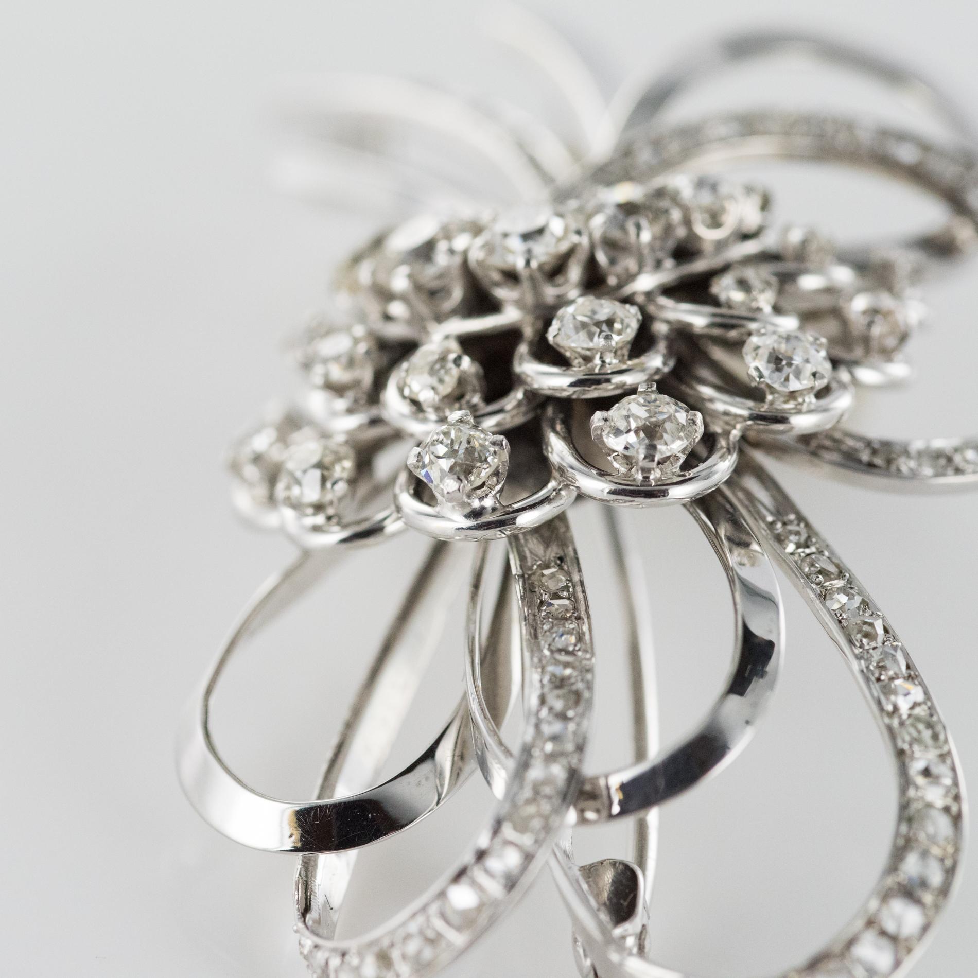 Diamond Gold Flower Bouquet Brooch 4