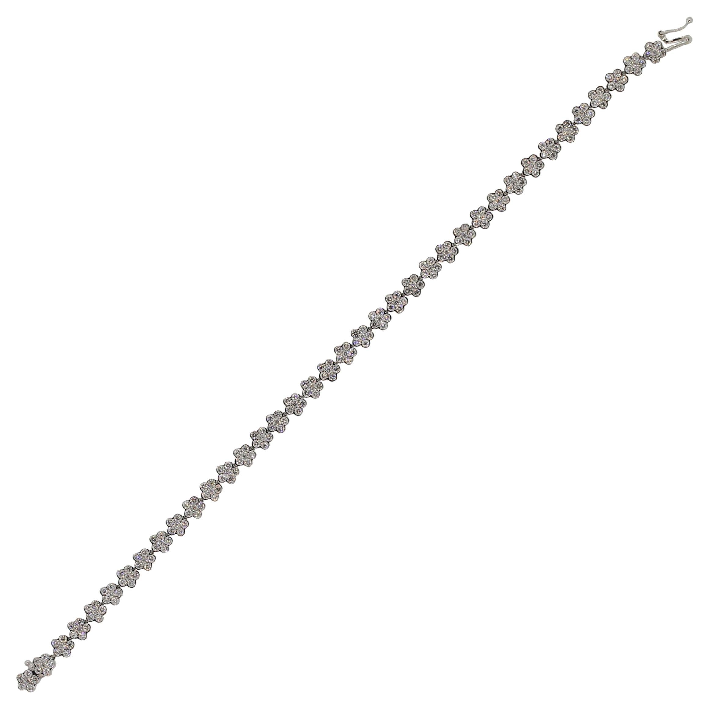 Flower Stationed Tennis Bracelet Pale Gold main image 1