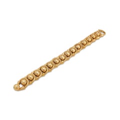 Diamond Gold French 1930s Coil and Ball Bracelet