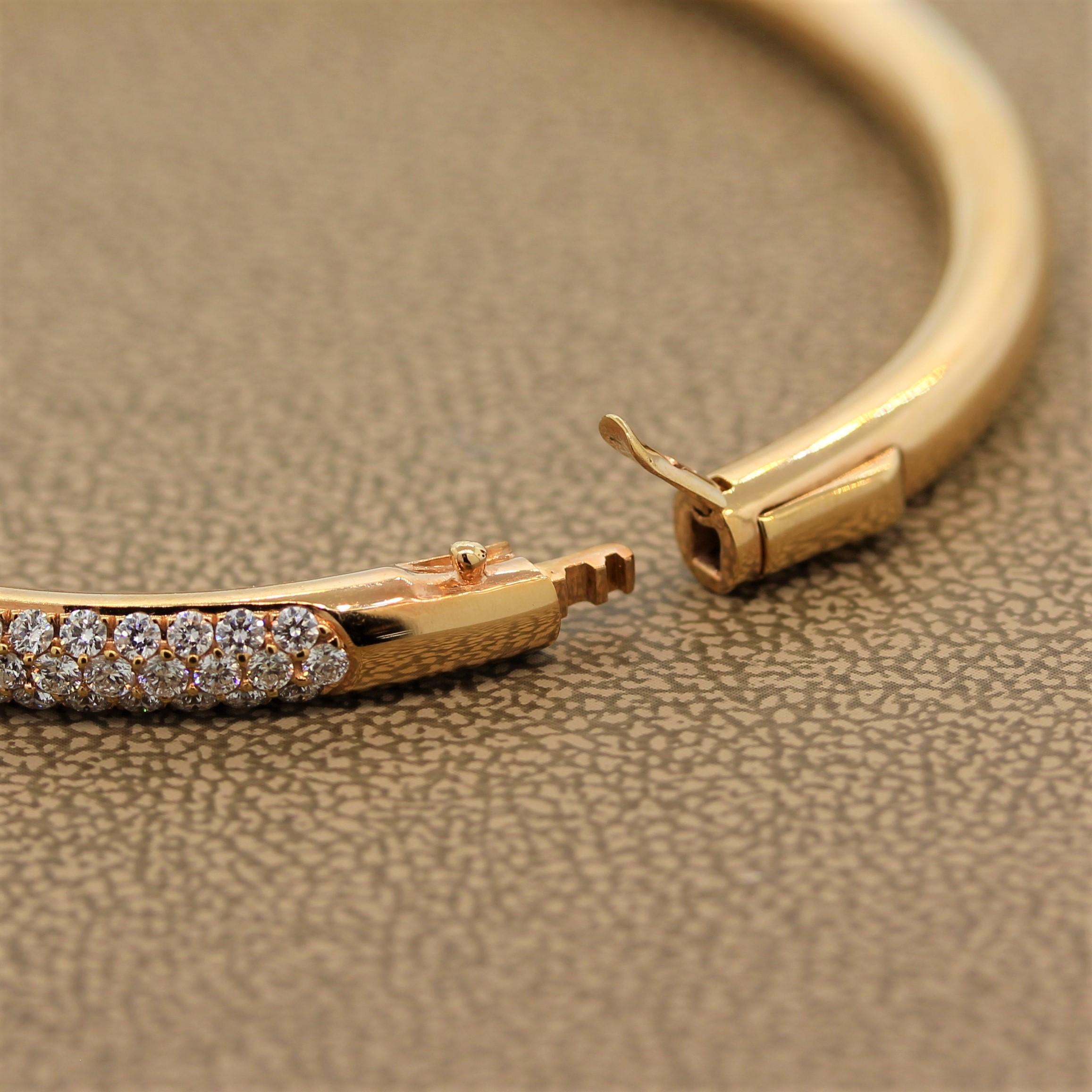 Women's Diamond Gold Hard Bracelet For Sale