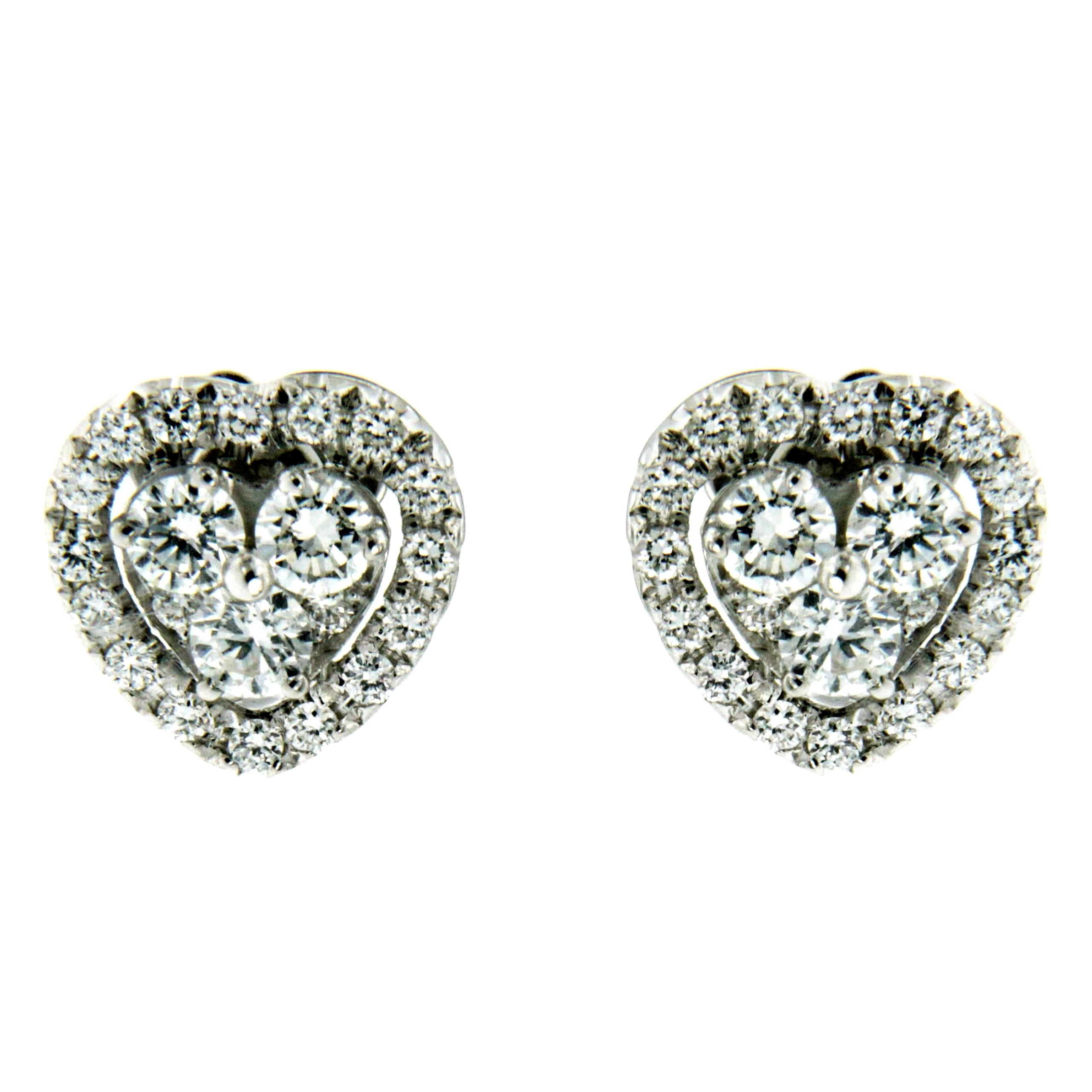Boucles d'oreilles cœur en or et diamant