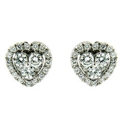 Boucles d'oreilles cœur en or et diamant