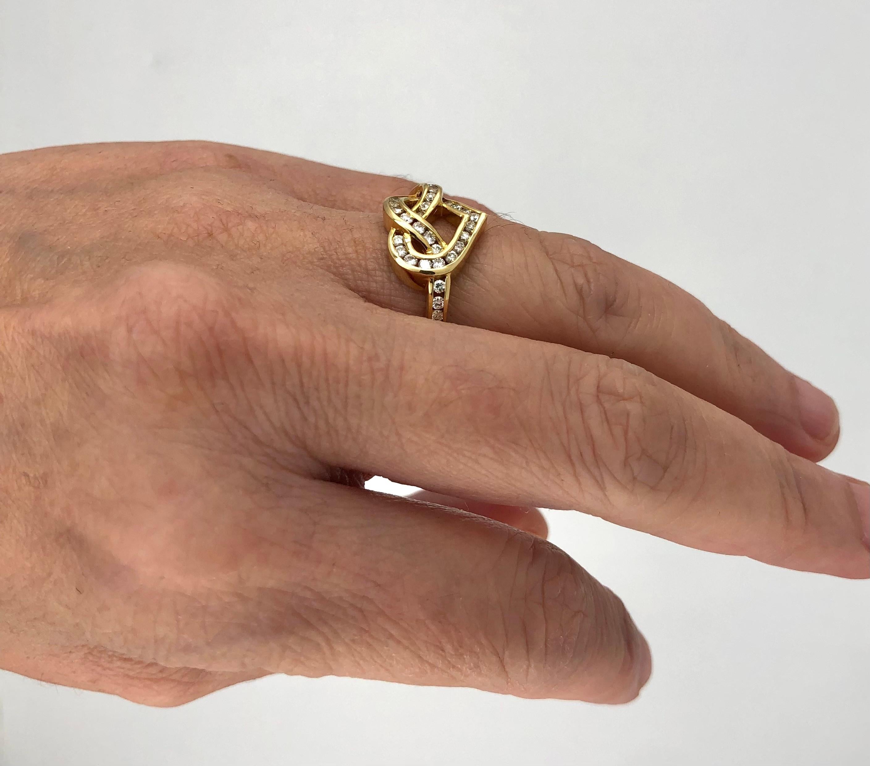 Modern Diamond & Gold Heart Motif Ring For Sale