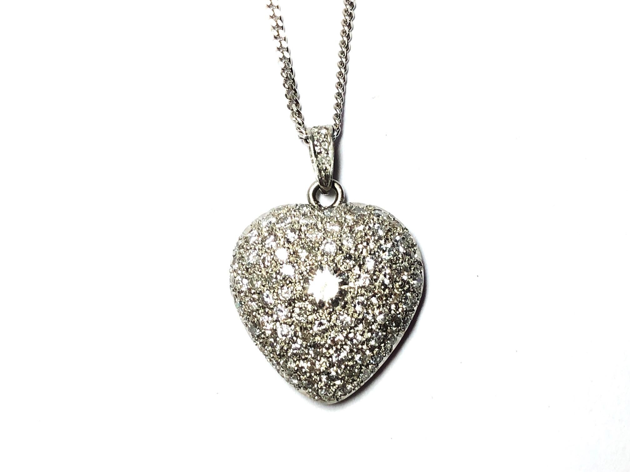 Round Cut Diamond Platinum Heart Pendant