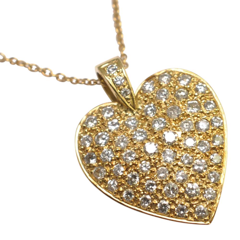 Contemporary Diamond Gold Heart Pendant For Sale