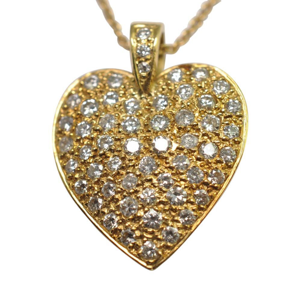 Women's Diamond Gold Heart Pendant For Sale