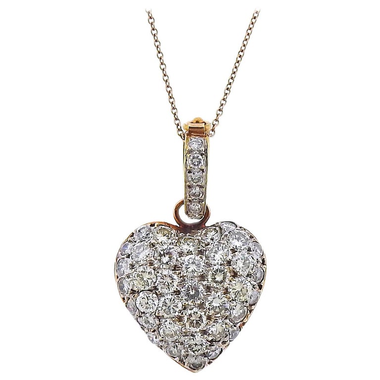 Diamant-Gold-Herz-Anhänger auf Tiffany and Co. Halskette im Angebot bei  1stDibs