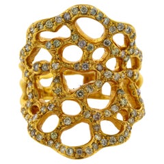 Diamond Gold Honeycomb Ring