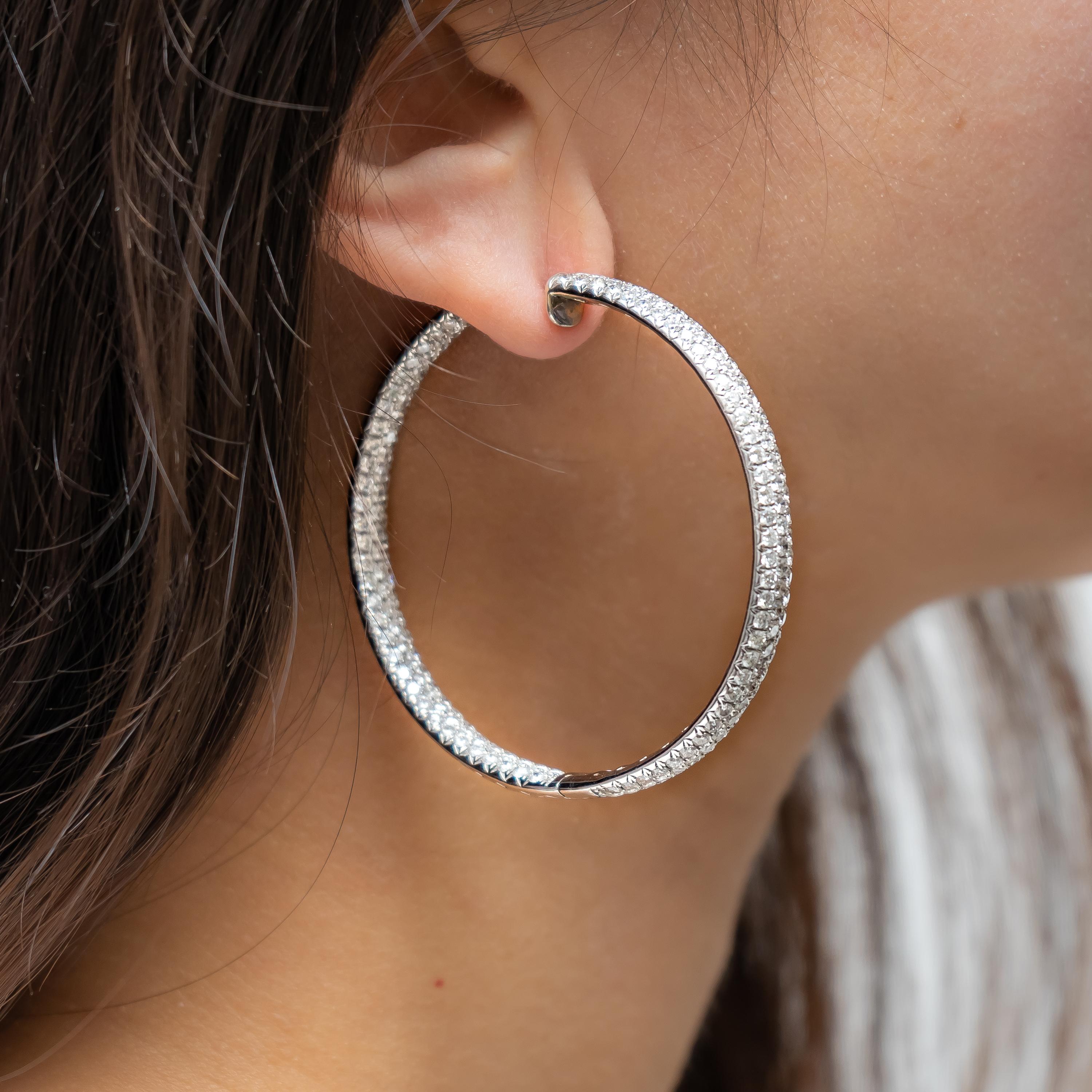 Modern Diamond Gold Hoop Earrings