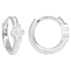 Diamond Gold Hoop Earrings Hinged 14K