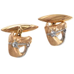 Diamond Gold Horse Head Cufflinks