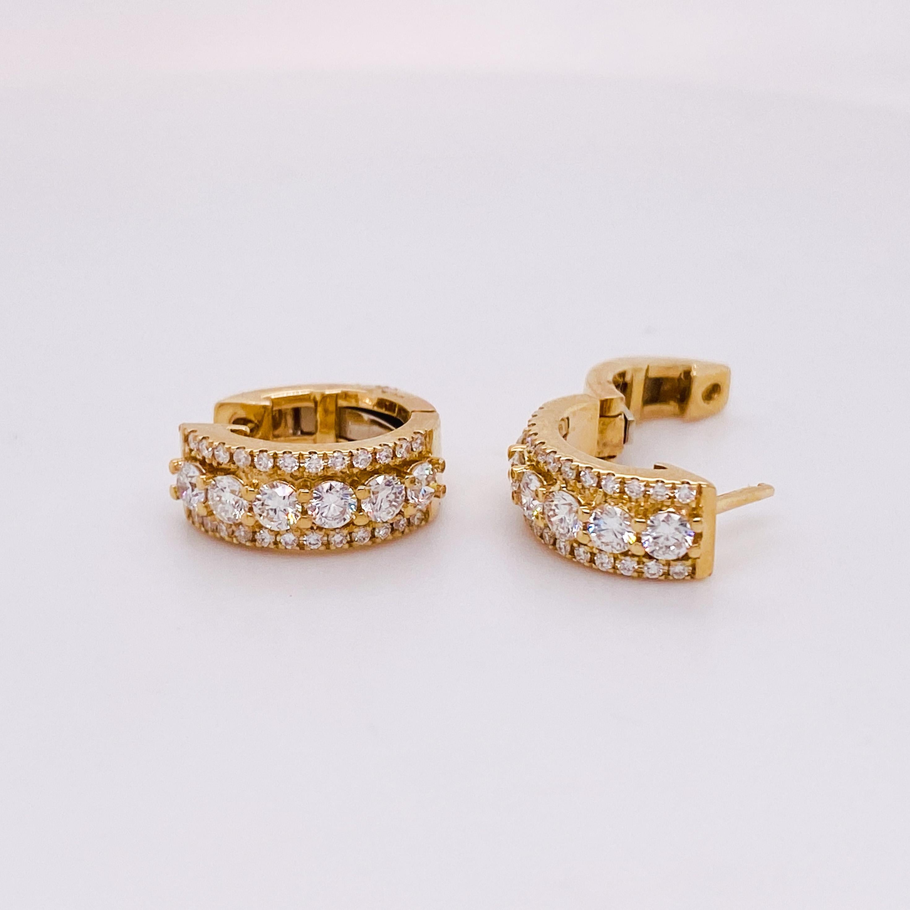 These stunning diamond hoops have unique design that are timeless and will compliment any look it is paired with. Whether you have short or long hair, these earrings will sparkle from every direction! You will love these earrings!
The details for