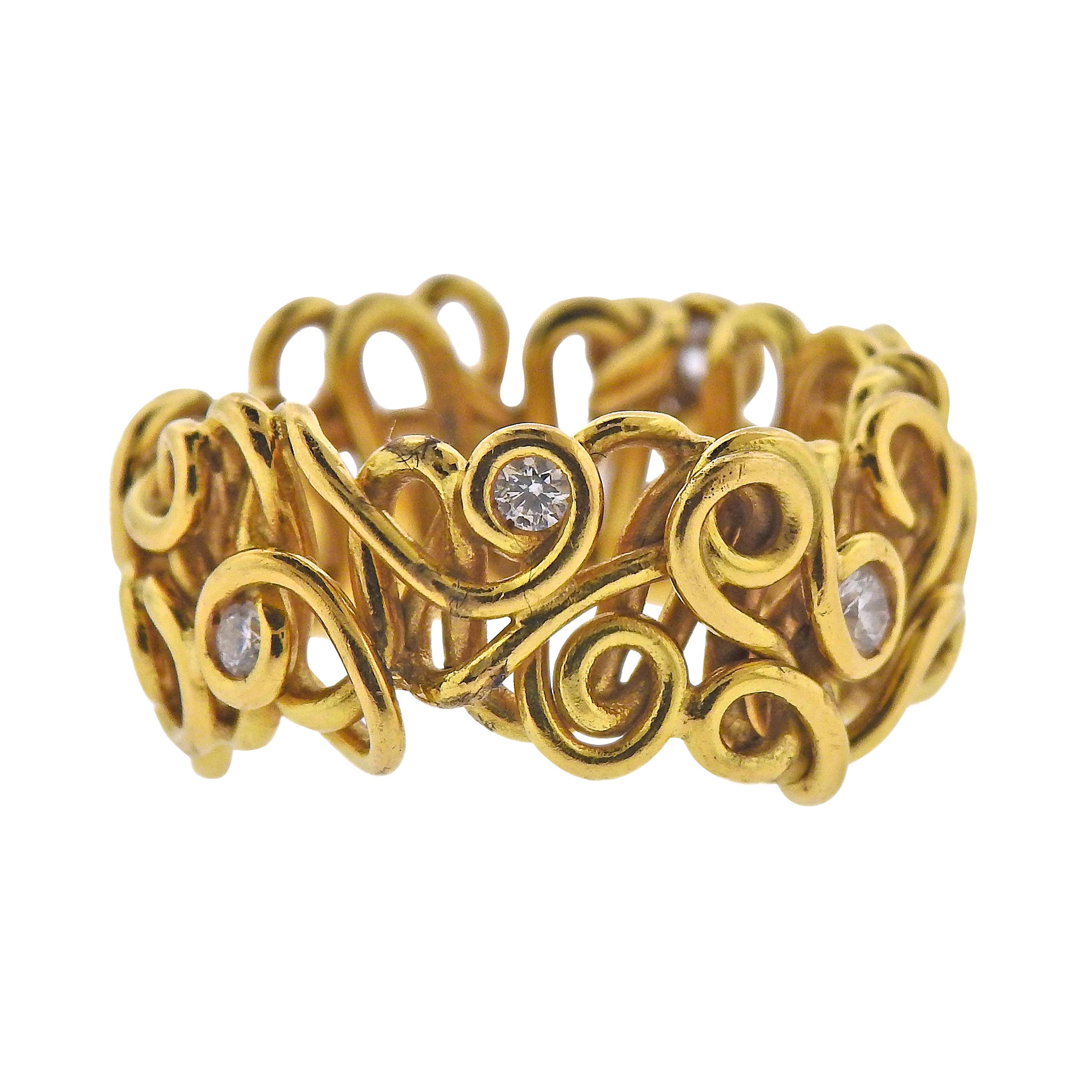 Diamond Gold Intertwined Band Ring For Sale