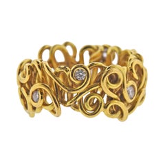 Diamond Gold Intertwined Band Ring