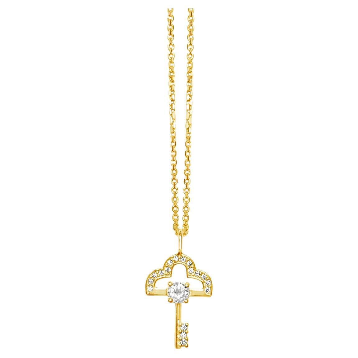 Diamond gold key necklace For Sale