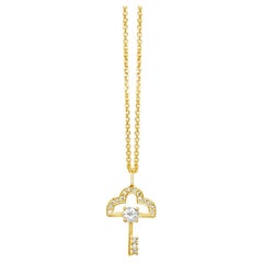 Diamond gold key necklace