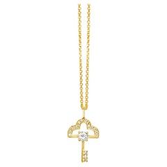Diamond gold key necklace